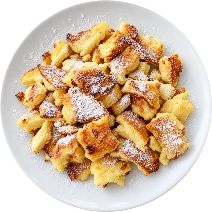 Kaiserschmarrn mit Puderzucker, von oben